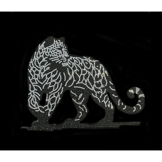 Black Tiger Iron On Rhinestone Heat Transfer Bling Design Patch